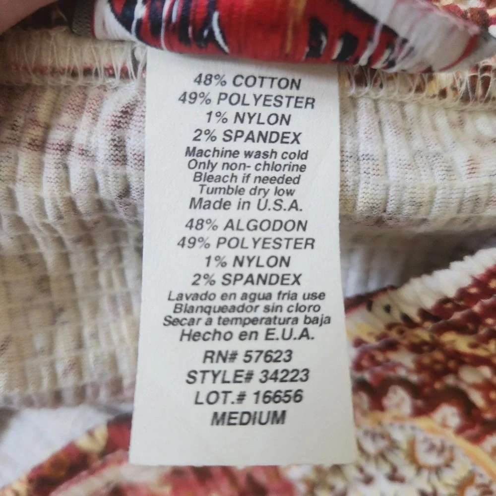 Y2K‎ Zoey Beth Boho Midi Skirt M Crinkle Elastic Waist Geometric Print USA Made - Picture 7 of 7